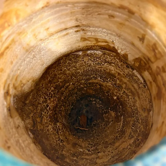 Rustic Blue Crackle Glaze Pottery Basket Planter w Handle - Picture 3 of 4